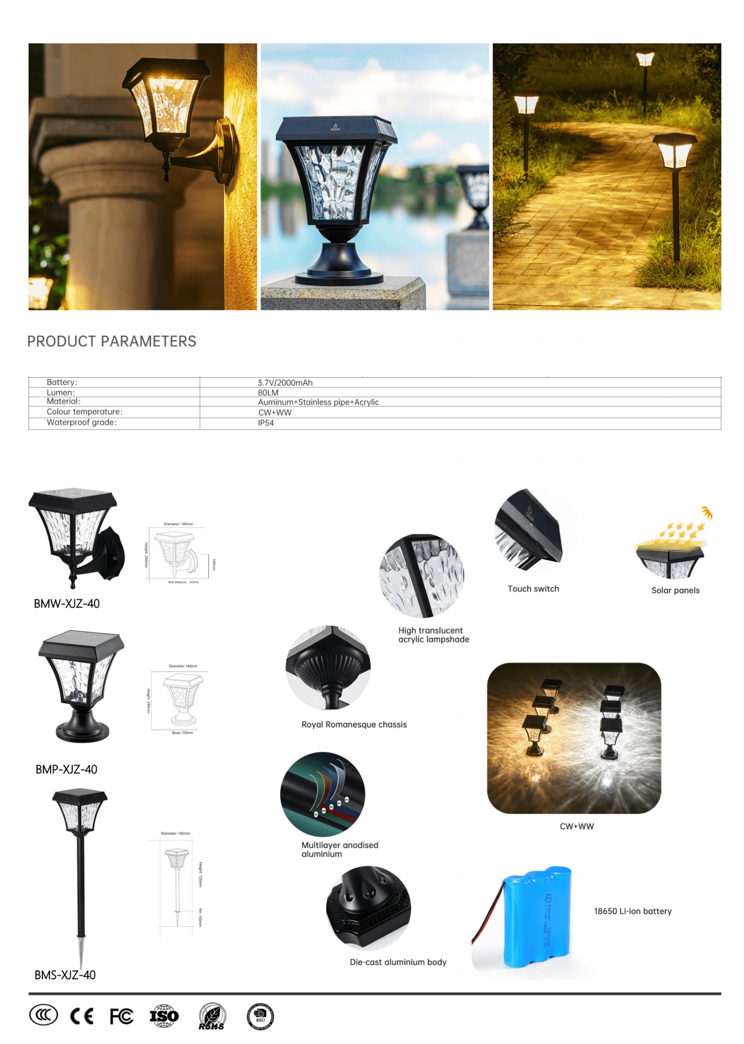 Классический фонарь XJZ-40 (акрил)